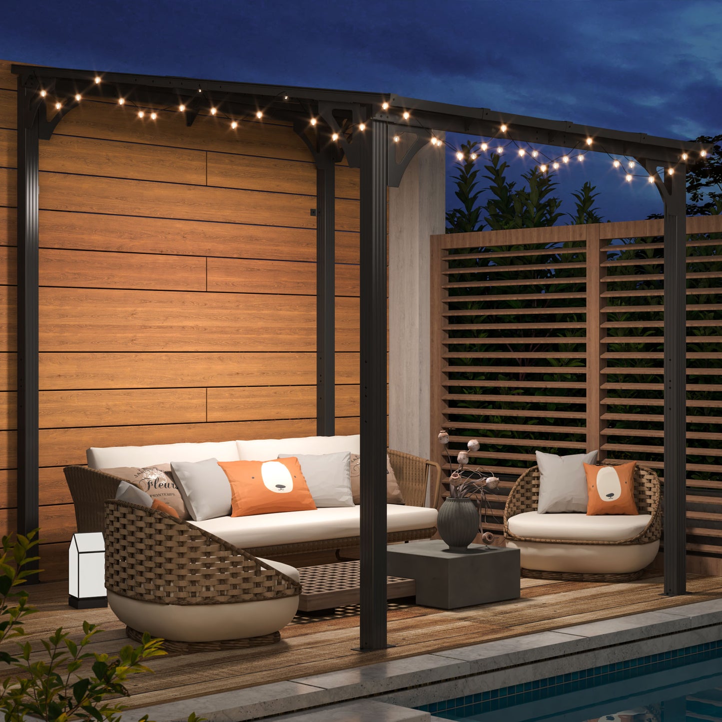 AirWire 10x8 FT Gazebo Pergola Awnings for Patio with Hardtop Gazebos on Clearance Patio Covers for Shade and Rain, Lean to Gazebo Sunroom Patio Canopy Outdoor Pergolas for Patios,Decks,Backyard