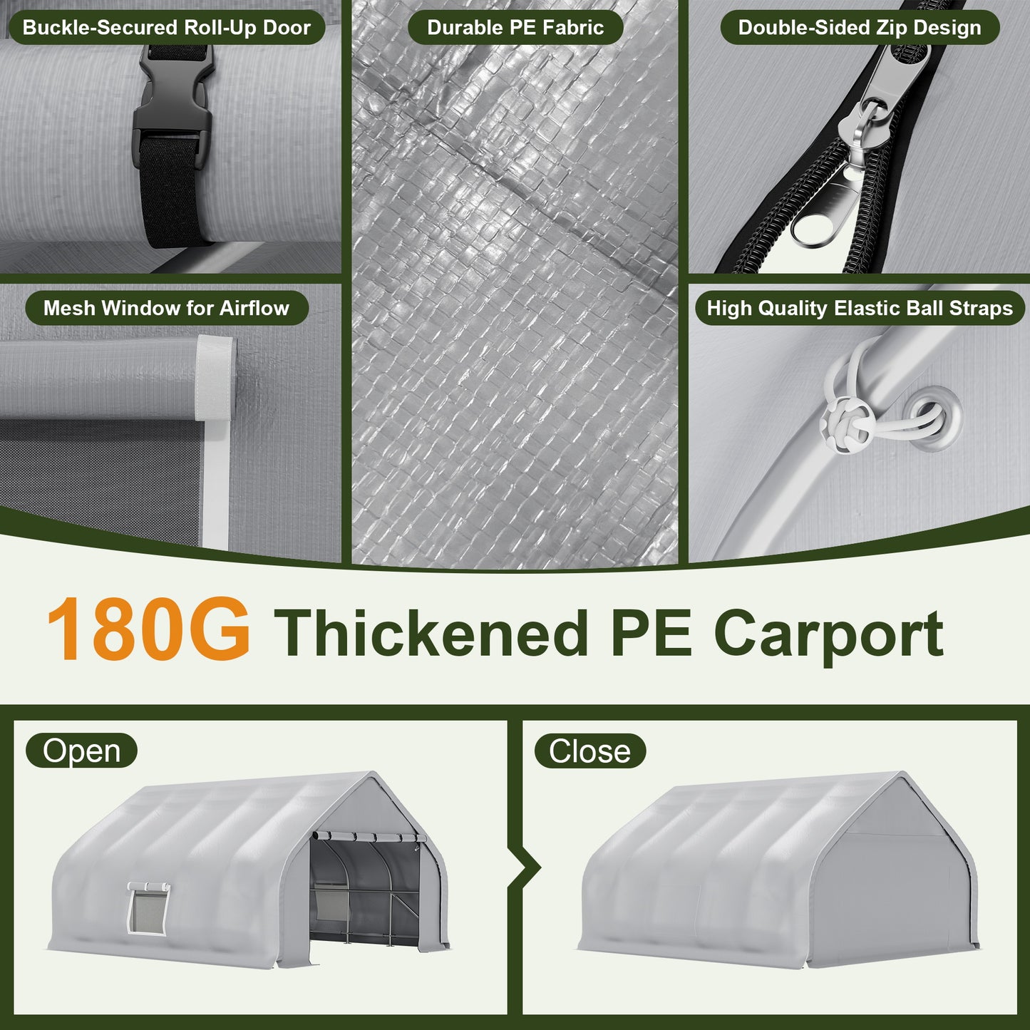 NETAJE 20x20ft Heavy Duty Carport Canopy, Galvanized Steel Frame Outdoor Storage Tent with Roll-Up Windows, Waterproof Garage Shelter for Cars, Boats, Equipment