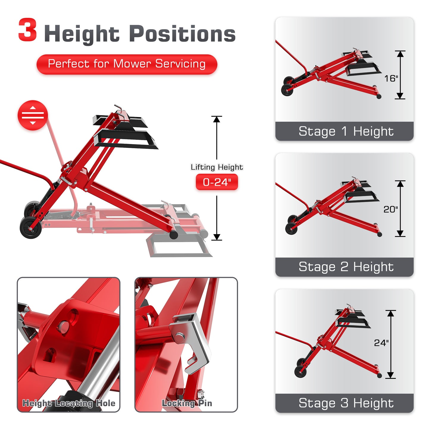NETAJE 500 lb Hydraulic Lawn Mower Lift, Heavy Duty Riding Mower Jack for Tractor Maintenance & Repair