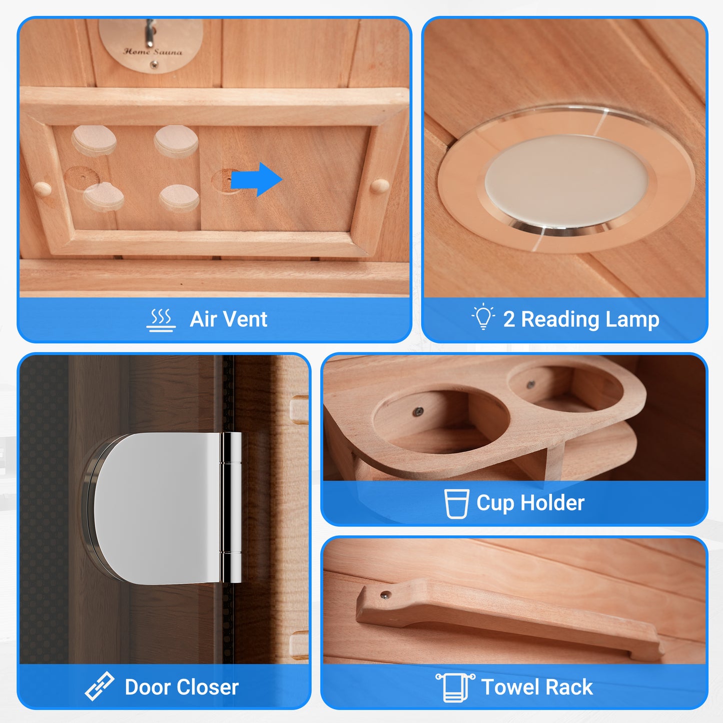 NETAJE 1 Person Sauna, Spectrum Infrared Sauna for Home with BT and WiFi Control, Indoor Dry Sauna with 5 Heater Panels, Home and Gym