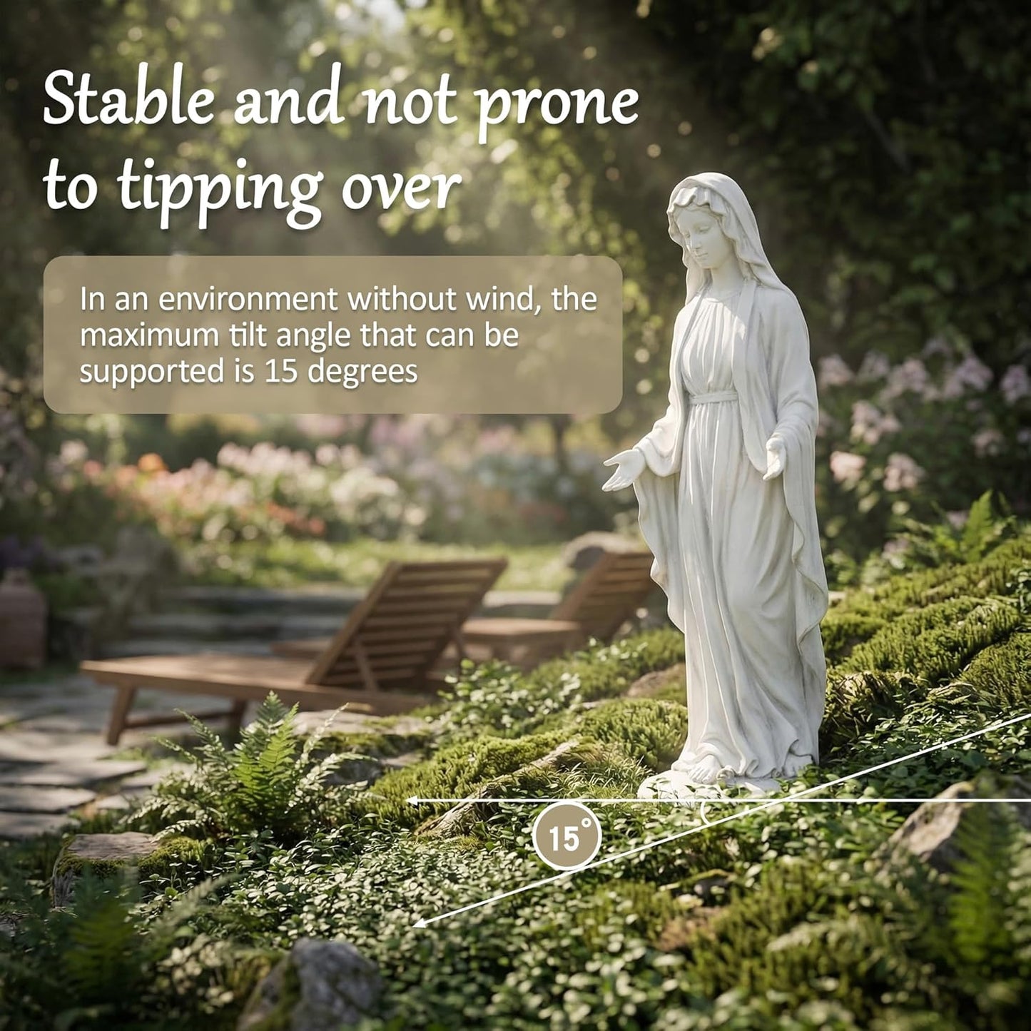 NETAJE 30 Inch Virgin Mary Statue, MgO Large Religious Garden Statue for Outdoor Yard