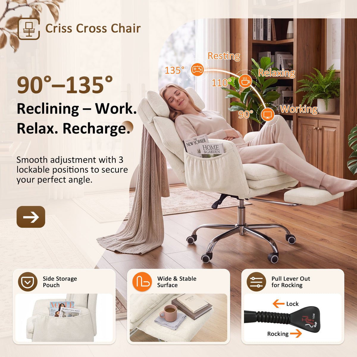 NETAJE Big and Tall Office Chair, Ergonomic Chair with 4-Level Adjustable Lumbar Support & Footrest for Home Office