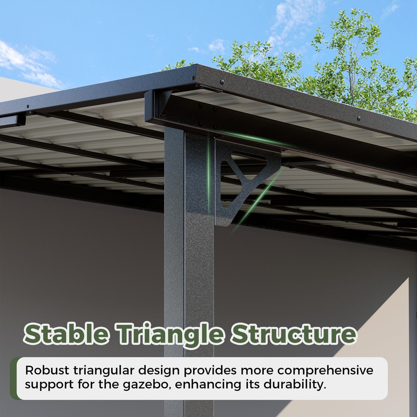 NETAJE 10'x14' Outdoor Metal Gazebo, Hardtop Wall Mounted Gazebo & Pergola with Metal Sloping Roof, for Backyard, Deck, Patio