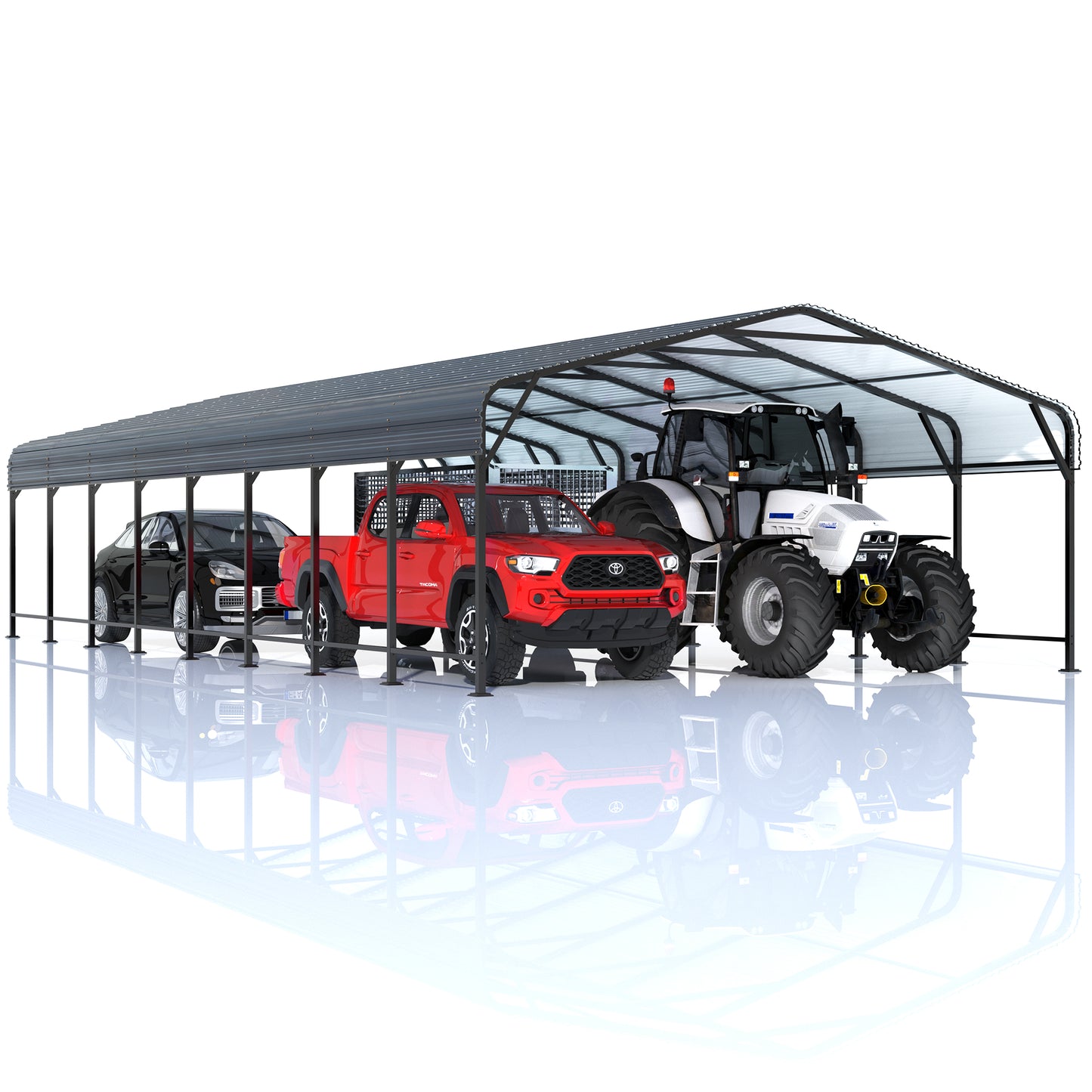 NETAJE 20'x40' Outdoor Heavy-Duty Metal Carport with Enhanced Base & Galvanized Steel Roof for Car, Boats and Truck