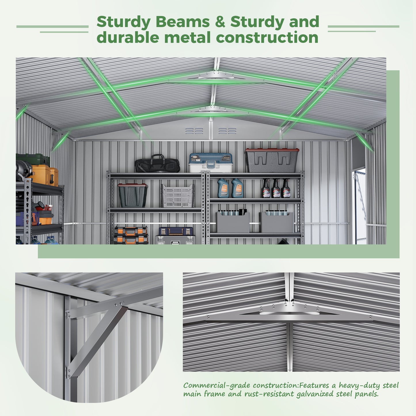 NETAJE 12'x20' Outdoor Metal Storage Shed, Extra Large Metal Garage Shed with Featuring Sturdy Metal Frame, Window, Lockable Doors and Air Vent for Car, Boat, Truck, Black
