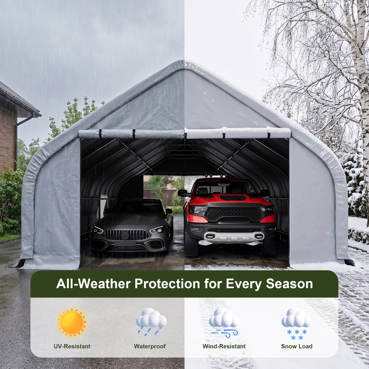 NETAJE 20x30ft Heavy Duty Carport Canopy, Galvanized Steel Frame Outdoor Storage Tent with Roll-Up Windows, Waterproof Garage Shelter for Cars, Boats, Equipment