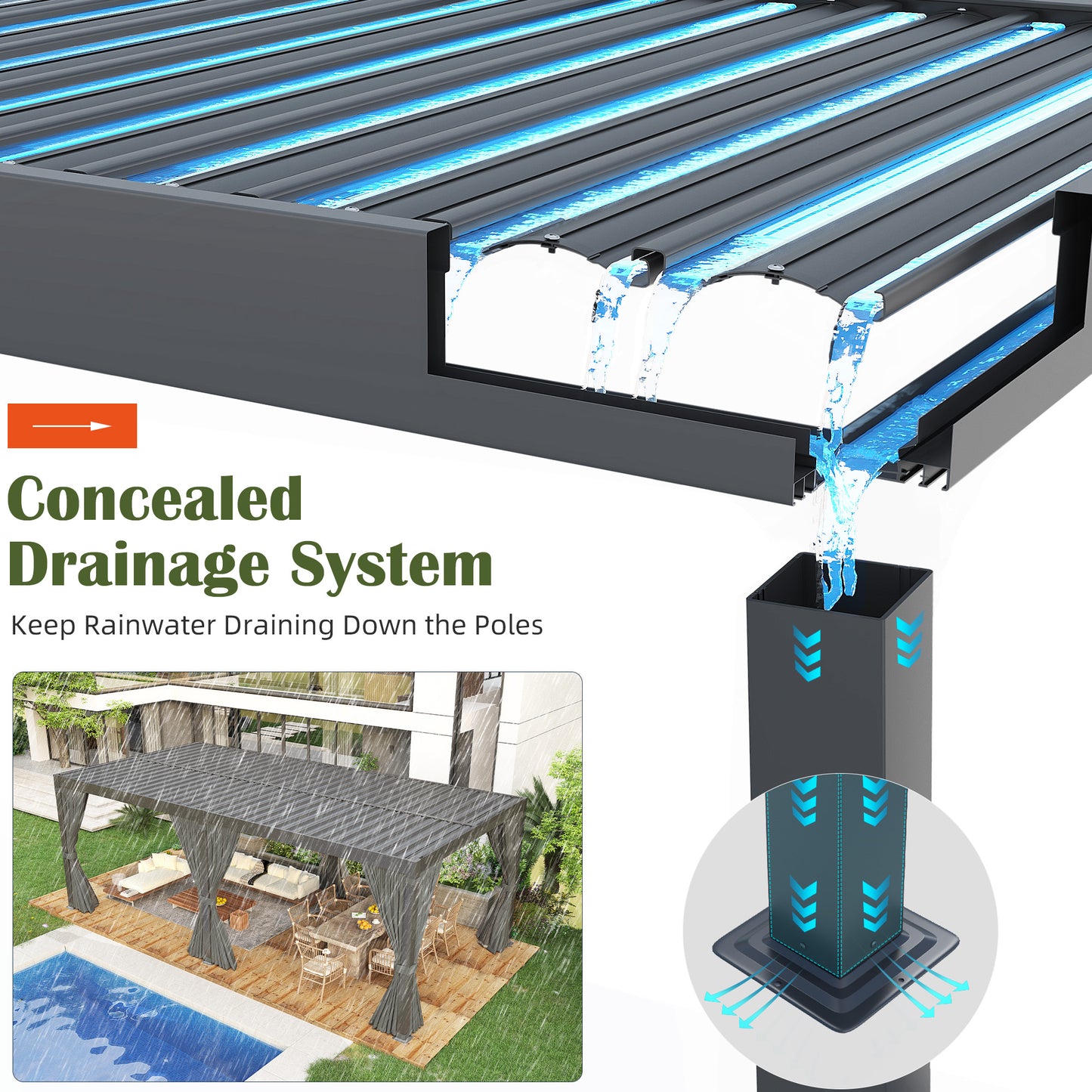 10' x 20' Outdoor Aluminum Louvered Pergola with Adjustable Louvered Roof for Backyard, Garden, and Decks, Gray