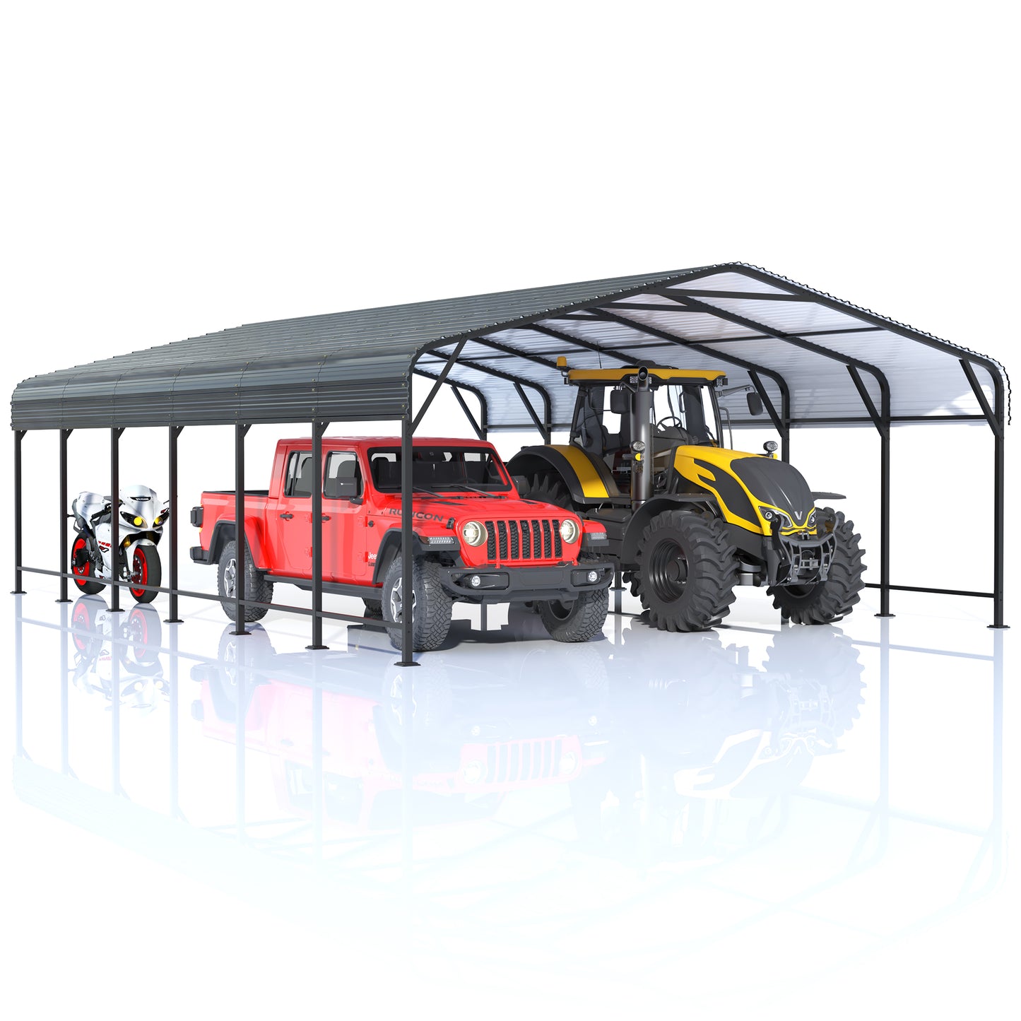 NETAJE 20'x30' Outdoor Heavy-Duty Metal Carport with Enhanced Base & Galvanized Steel Roof for Car, Boats and Truck
