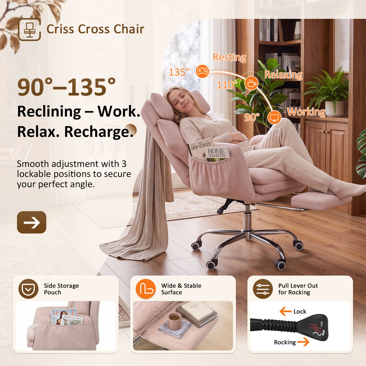 NETAJE Big and Tall Office Chair, Ergonomic Chair with 4-Level Adjustable Lumbar Support & Footrest for Home Office