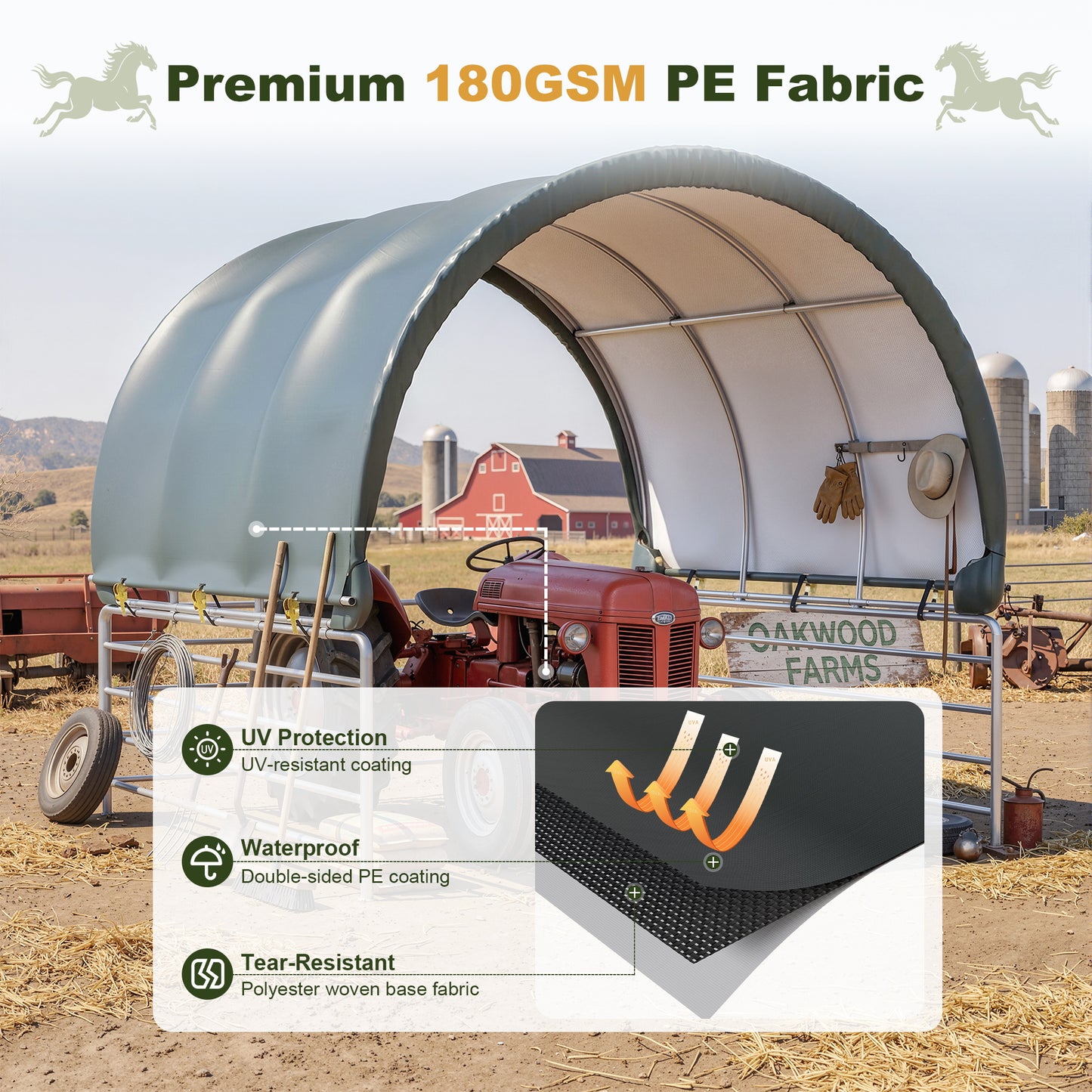 NETAJE 10' x 10' Heavy Duty Corral Shelter and Horse Shelter, Waterproof Steel Frame Livestock Shelter