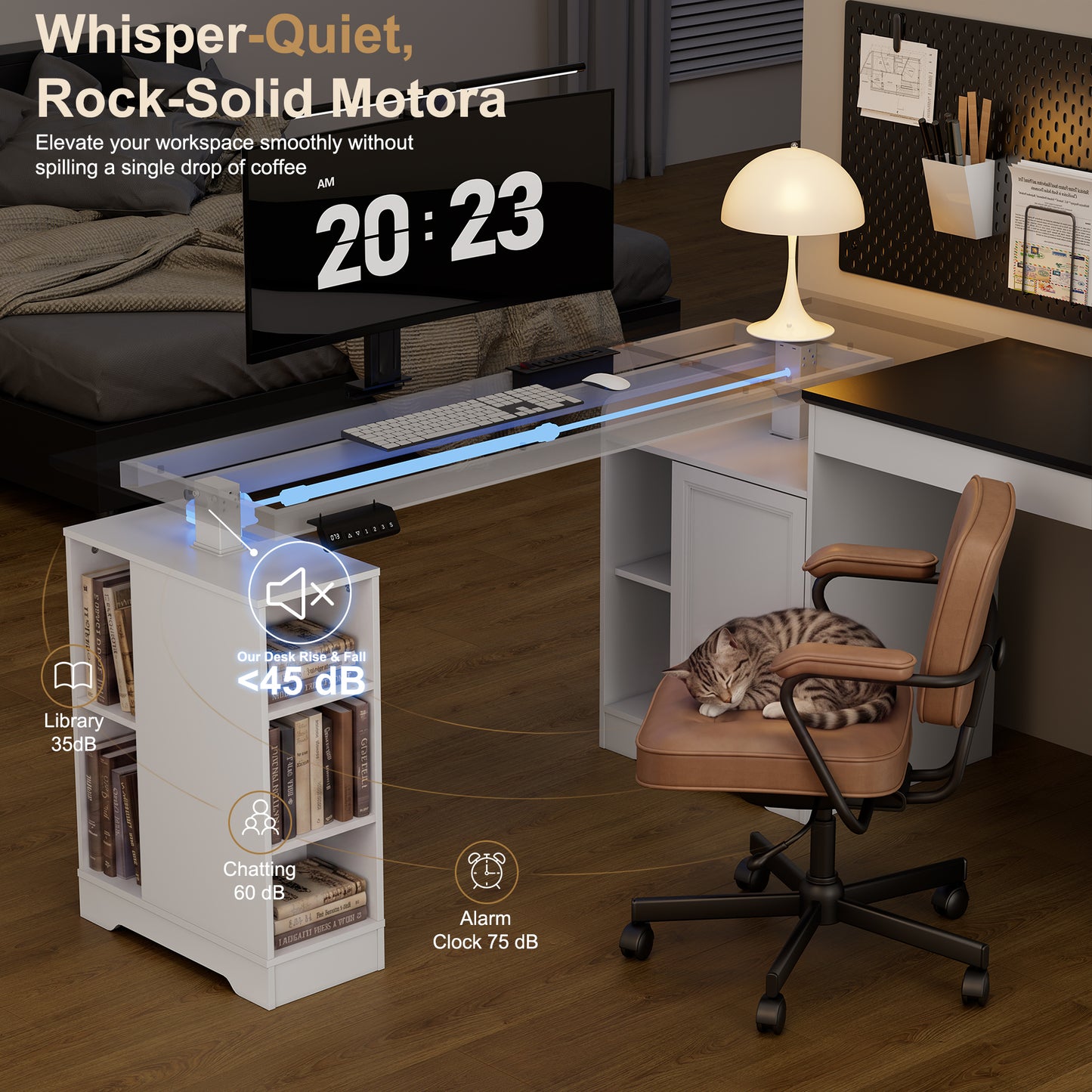 NETAJE L Shaped Electric Standing Desk, Height Adjustable Sit Stand Computer Desk with Power Outlet, Reversible Home Office Desk
