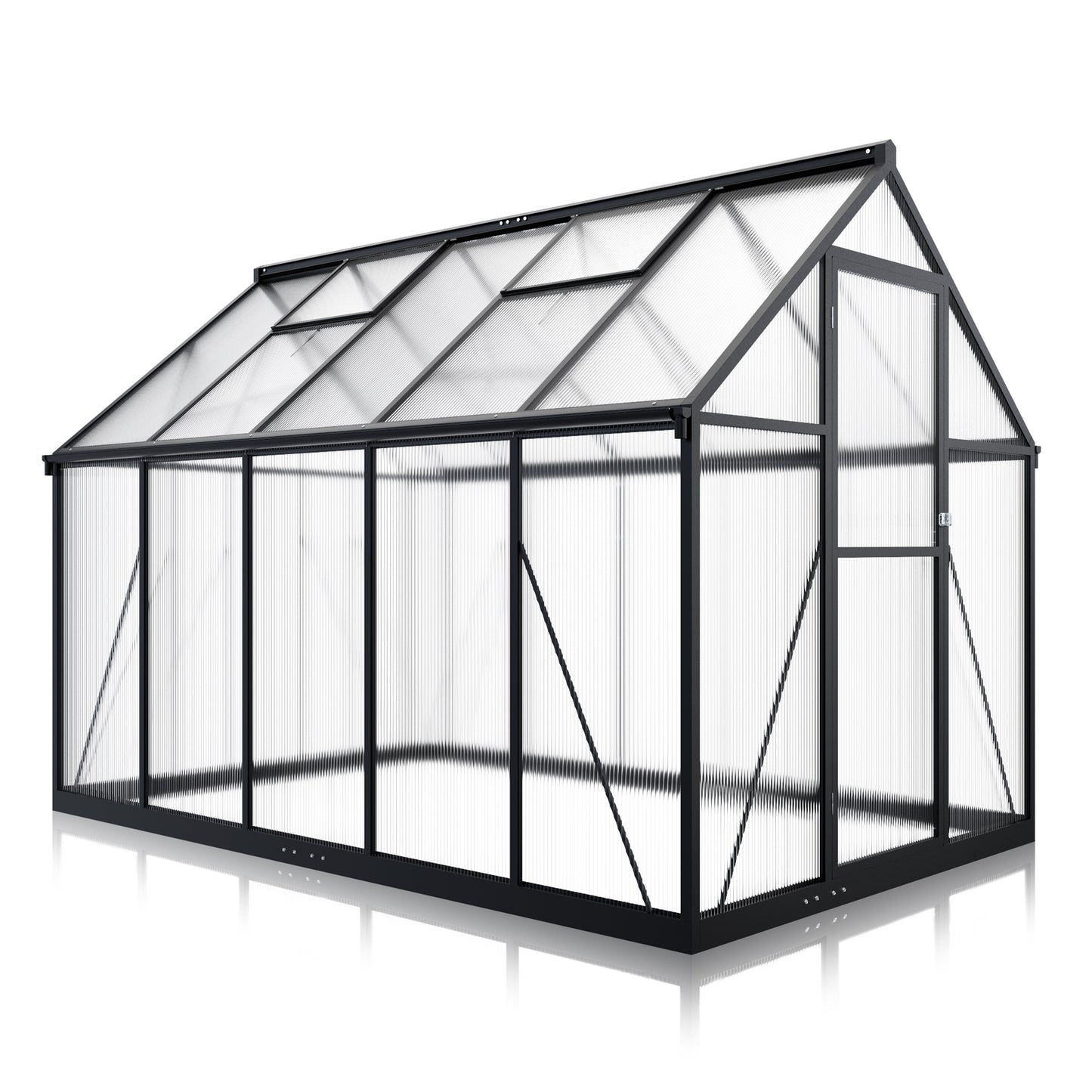 6' x 9' Polycarbonate Greenhouse, Large Aluminum Walk-in Green House with Window for Backyard