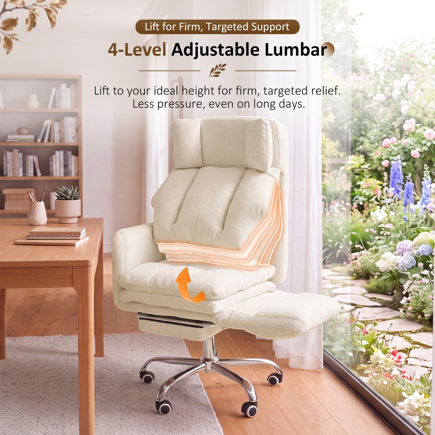 NETAJE Big and Tall Office Chair, Ergonomic Chair with 4-Level Adjustable Lumbar Support & Footrest for Home Office