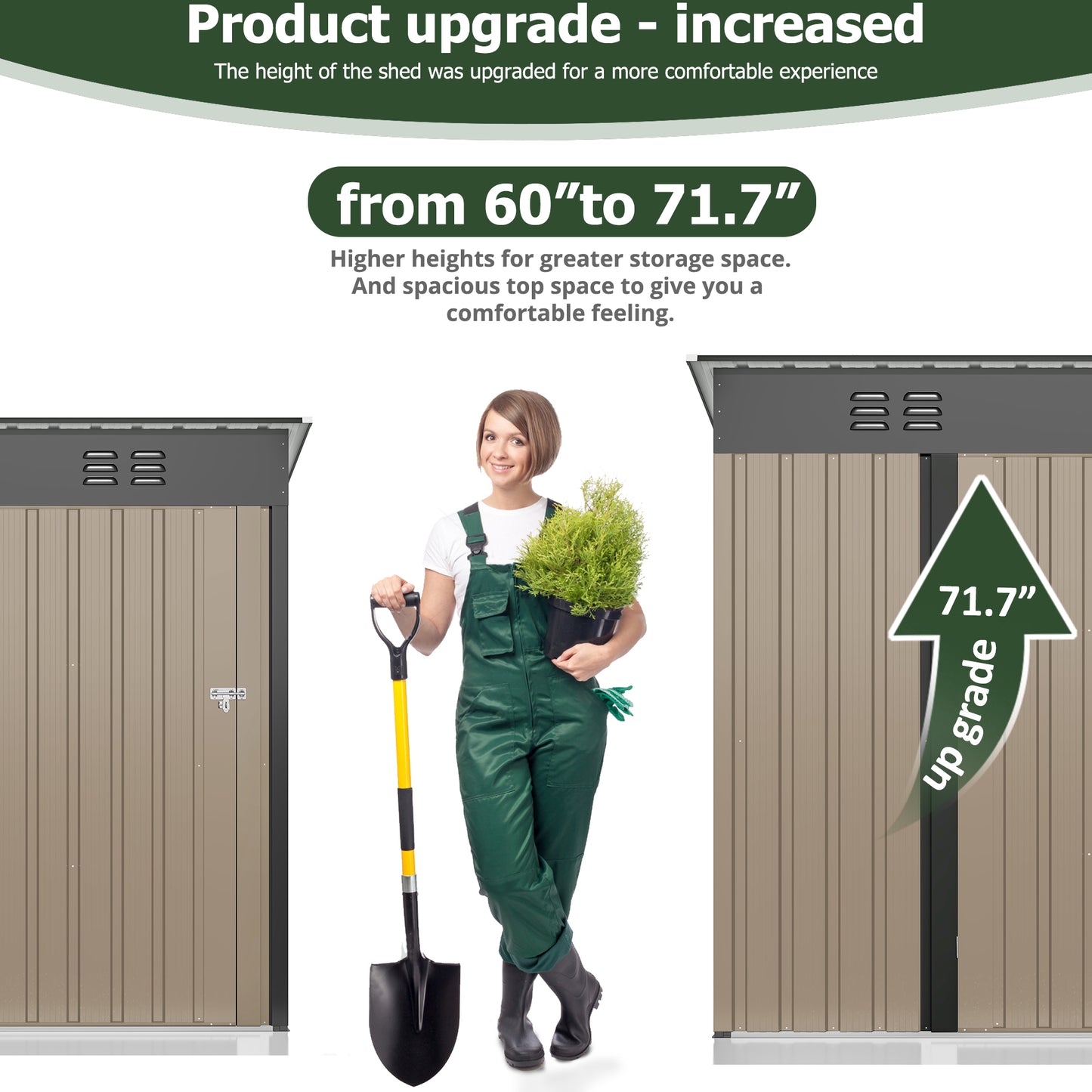 5'x3' Outdoor Metal Storage Shed with Updated Frame Structure and Lockable Doors for Backyard Garden Patio Lawn, Brown