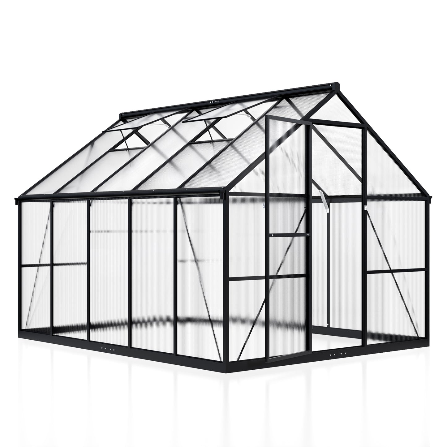 10' x 8' Polycarbonate Greenhouse, Large Aluminum Walk-in Green House with Window for Backyard