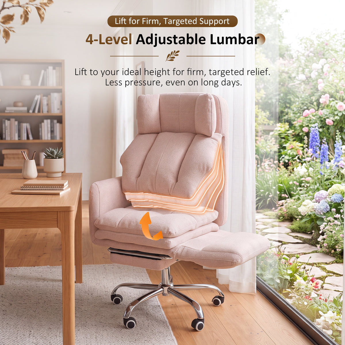 NETAJE Big and Tall Office Chair, Ergonomic Chair with 4-Level Adjustable Lumbar Support & Footrest for Home Office