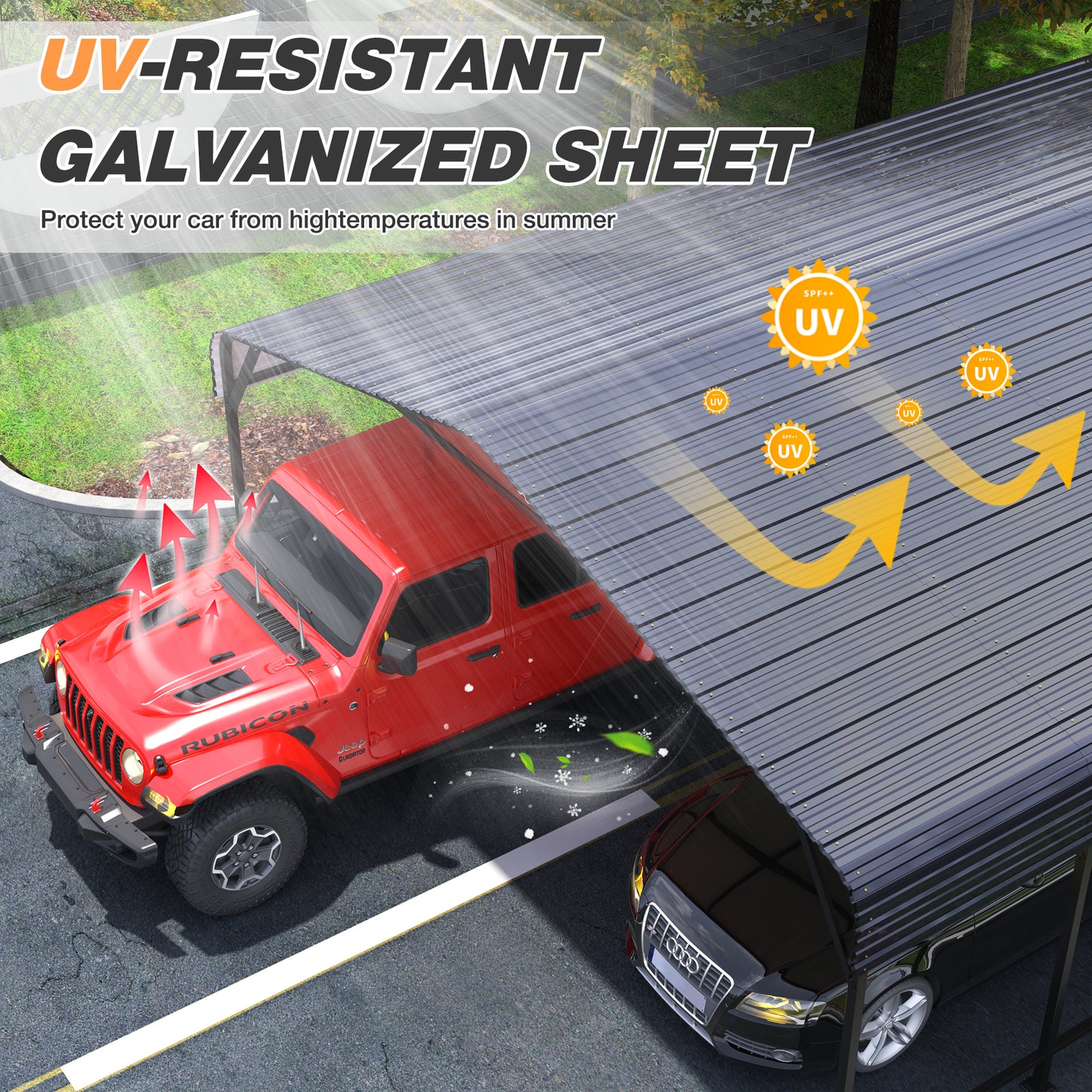 NETAJE 20'x40' Outdoor Heavy-Duty Metal Carport with Enhanced Base & Galvanized Steel Roof for Car, Boats and Truck