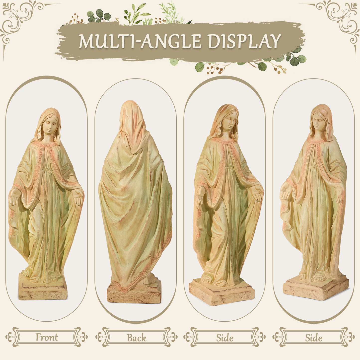 NETAJE 32 Inch Virgin Mary Statue, MgO Large Religious Garden Statue for Outdoor Yard