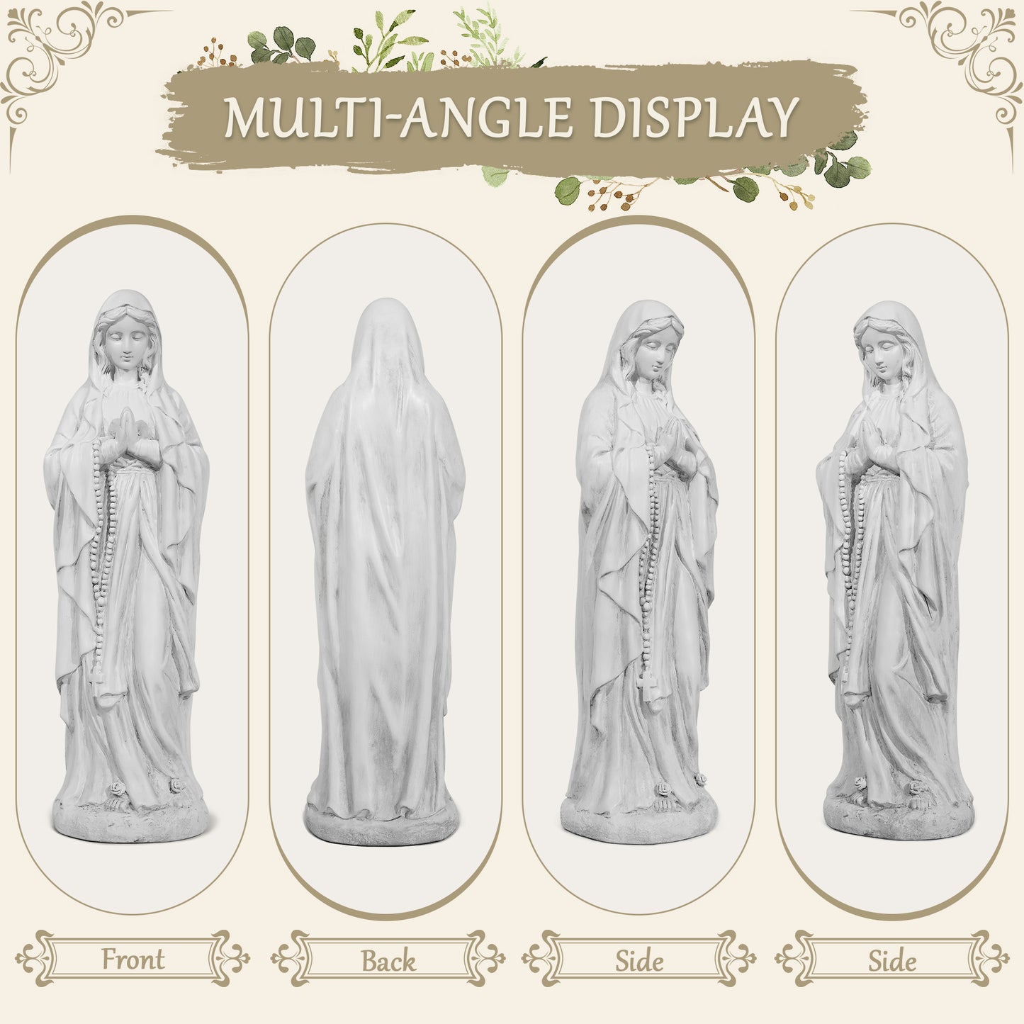 NETAJE 30 Inch Virgin Mary Statue, MgO Large Religious Garden Statue for Outdoor Yard