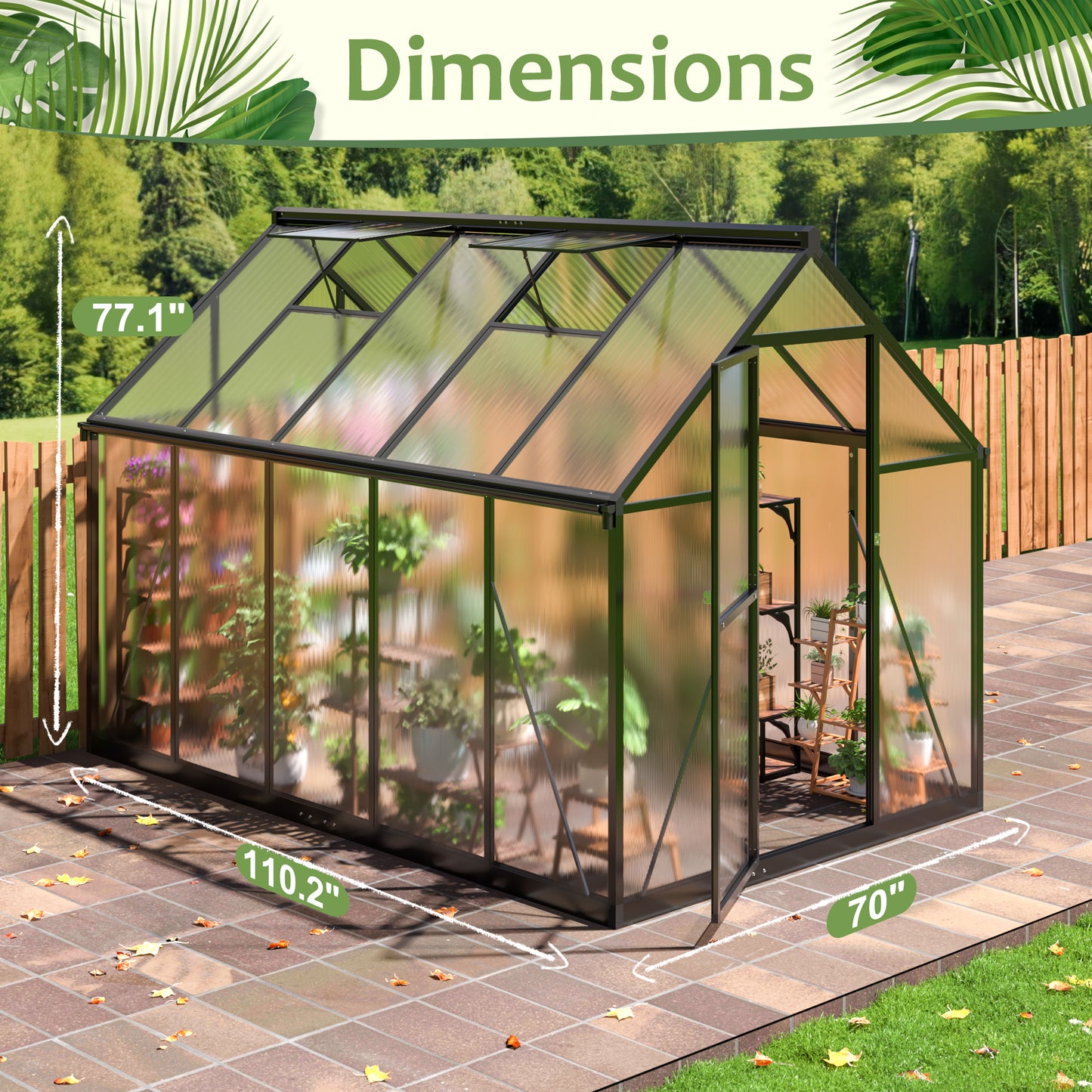 6' x 9' Polycarbonate Greenhouse, Large Aluminum Walk-in Green House with Window for Backyard