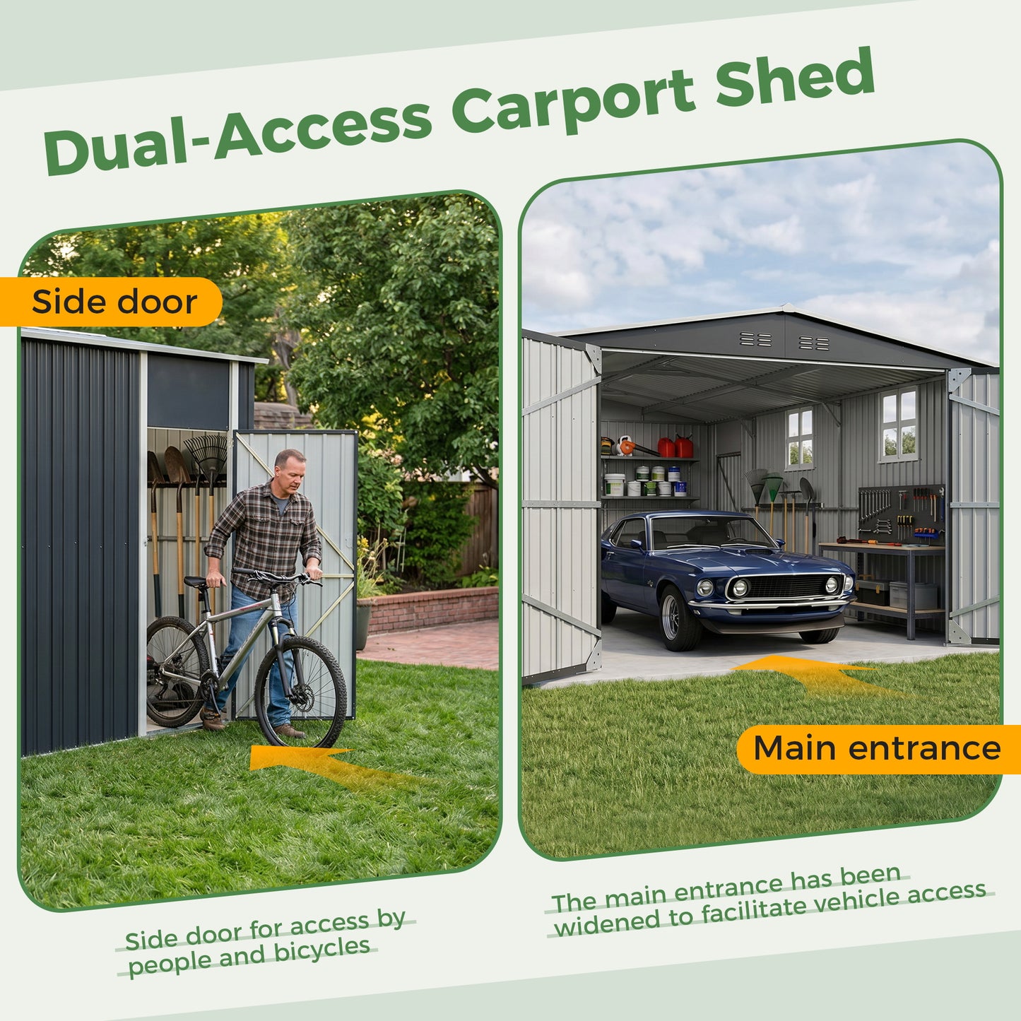 NETAJE 12'x20' Outdoor Metal Storage Shed, Extra Large Metal Garage Shed with Featuring Sturdy Metal Frame, Window, Lockable Doors and Air Vent for Car, Boat, Truck, Black