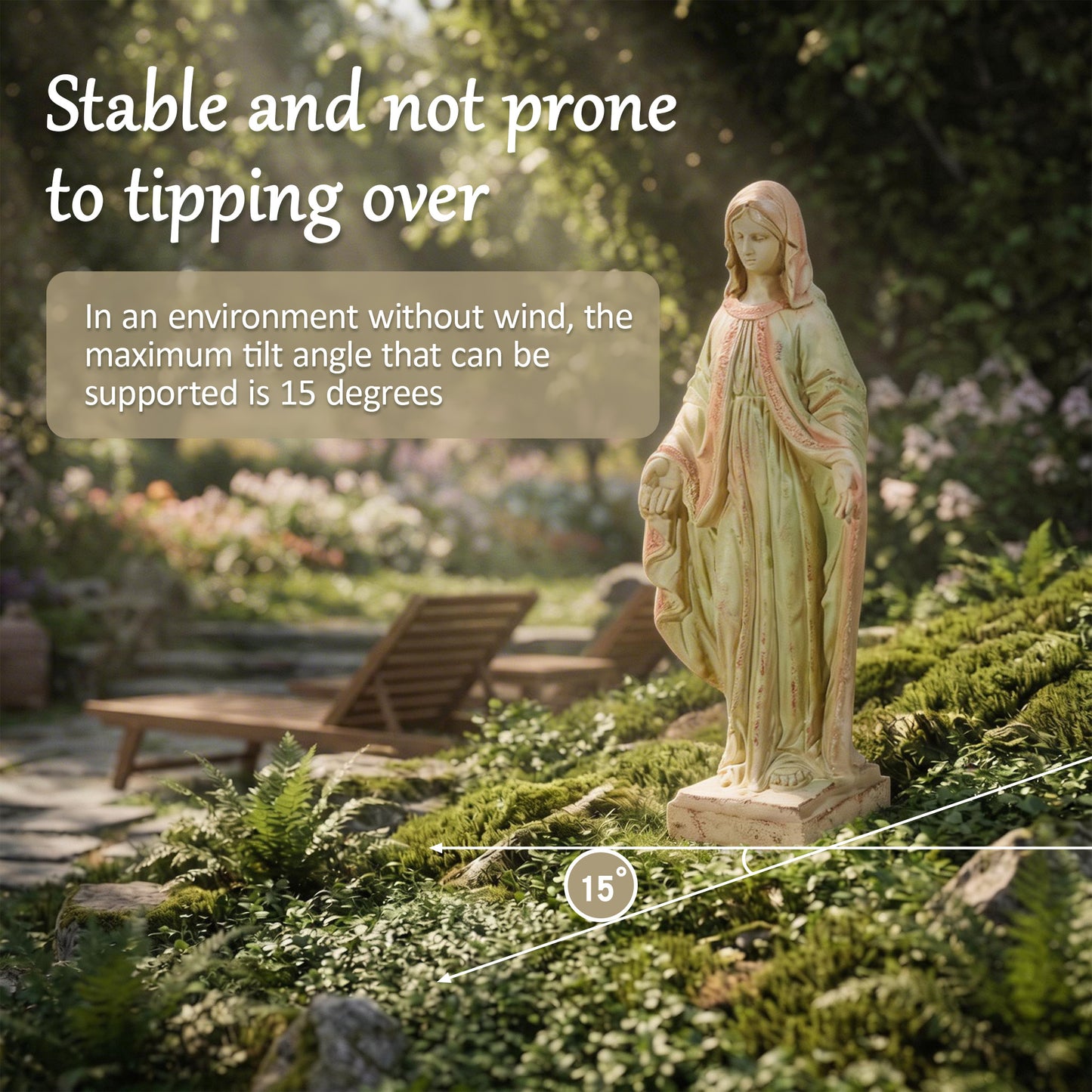 NETAJE 32 Inch Virgin Mary Statue, MgO Large Religious Garden Statue for Outdoor Yard