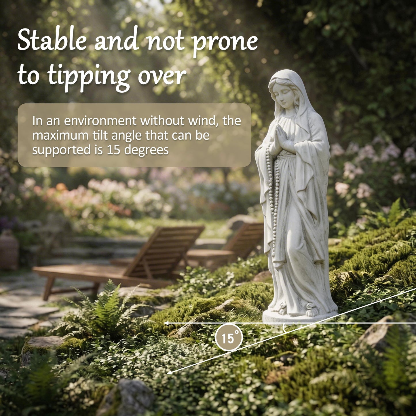 NETAJE 30 Inch Virgin Mary Statue, MgO Large Religious Garden Statue for Outdoor Yard