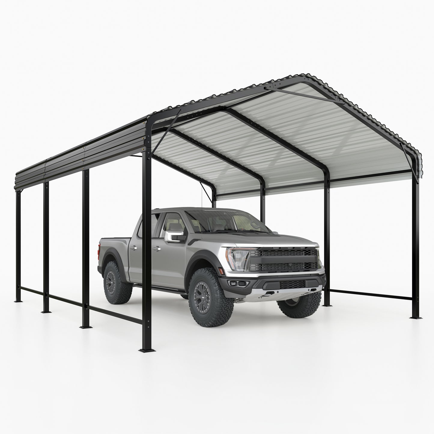 10' x 15' Heavy-Duty Metal Carport, Enhanced Base, Galvanized Steel Roof for Car, Boats and Truck