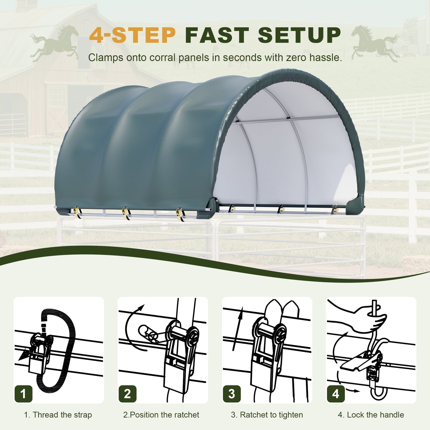 NETAJE 10' x 10' Heavy Duty Corral Shelter and Horse Shelter, Waterproof Steel Frame Livestock Shelter
