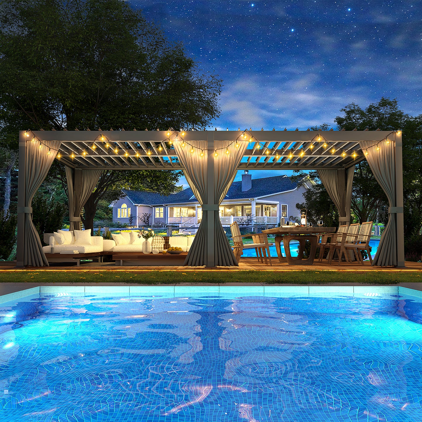 10' x 20' Outdoor Aluminum Louvered Pergola with Adjustable Louvered Roof for Backyard, Garden, and Decks, Gray