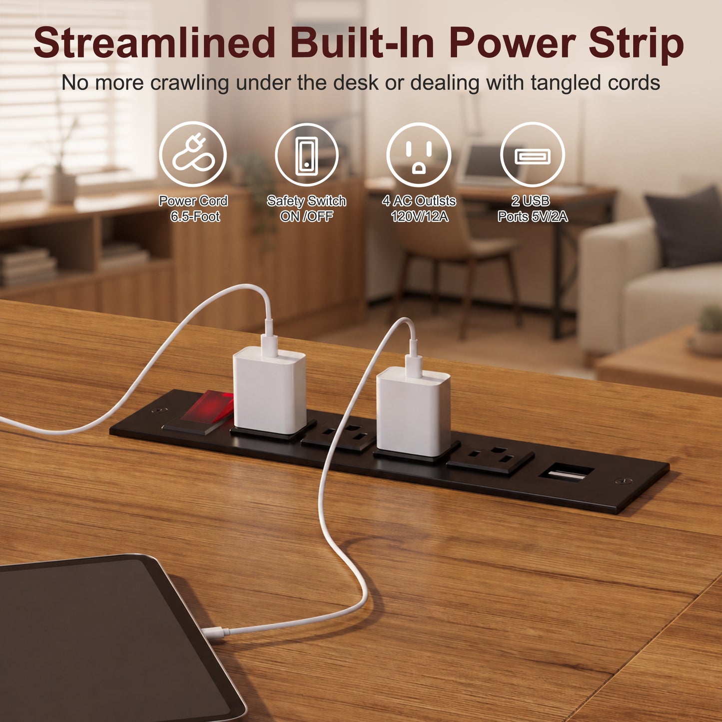 NETAJE L Shaped Electric Standing Desk, Height Adjustable Sit Stand Computer Desk with Power Outlet, Reversible Home Office Desk