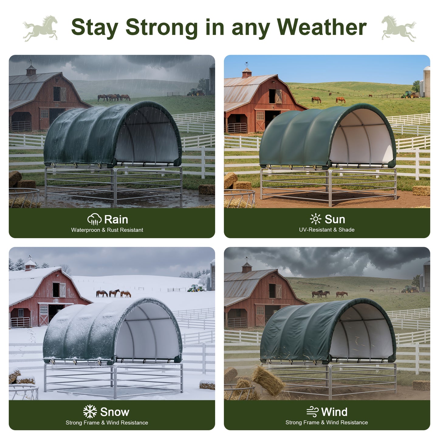 NETAJE 10' x 10' Heavy Duty Corral Shelter and Horse Shelter, Waterproof Steel Frame Livestock Shelter