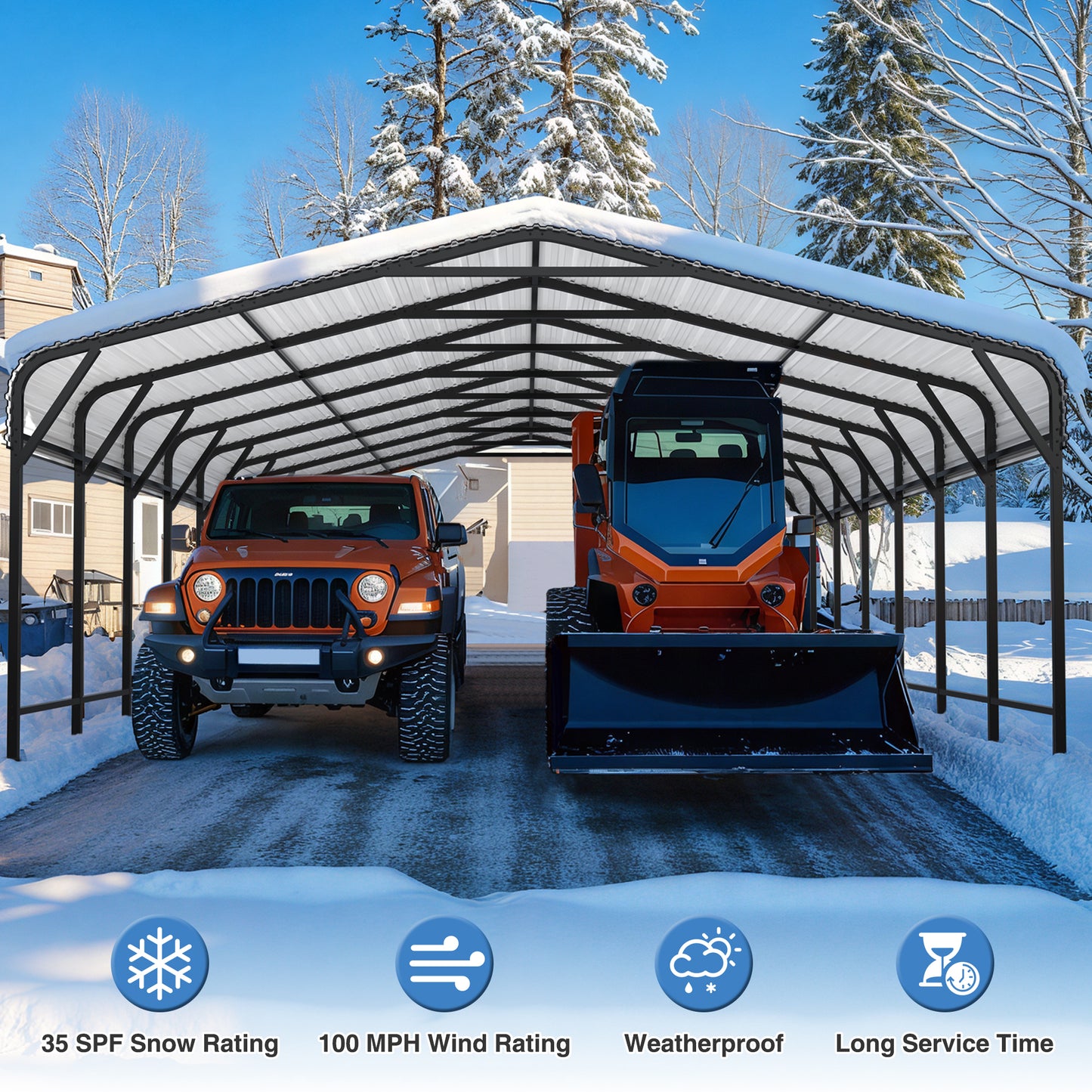 NETAJE 20'x40' Outdoor Heavy-Duty Metal Carport with Enhanced Base & Galvanized Steel Roof for Car, Boats and Truck