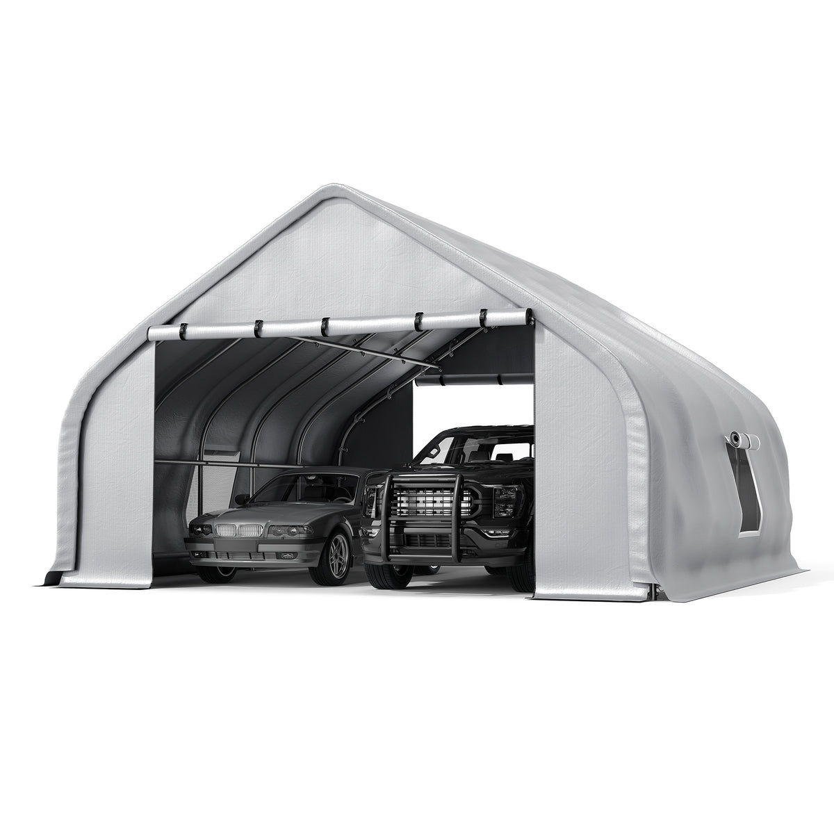 NETAJE 20x20ft Heavy Duty Carport Canopy, Galvanized Steel Frame Outdoor Storage Tent with Roll-Up Windows, Waterproof Garage Shelter for Cars, Boats, Equipment