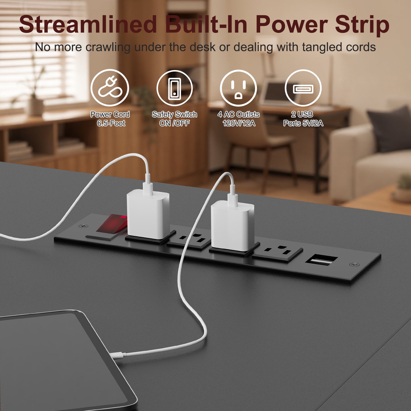 NETAJE L Shaped Electric Standing Desk, Height Adjustable Sit Stand Computer Desk with Power Outlet, Reversible Home Office Desk