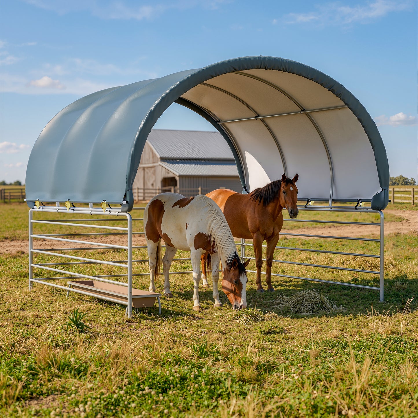 NETAJE 12' x 12' Heavy Duty Corral Shelter and Horse Shelter, Waterproof Steel Frame Livestock Shelter