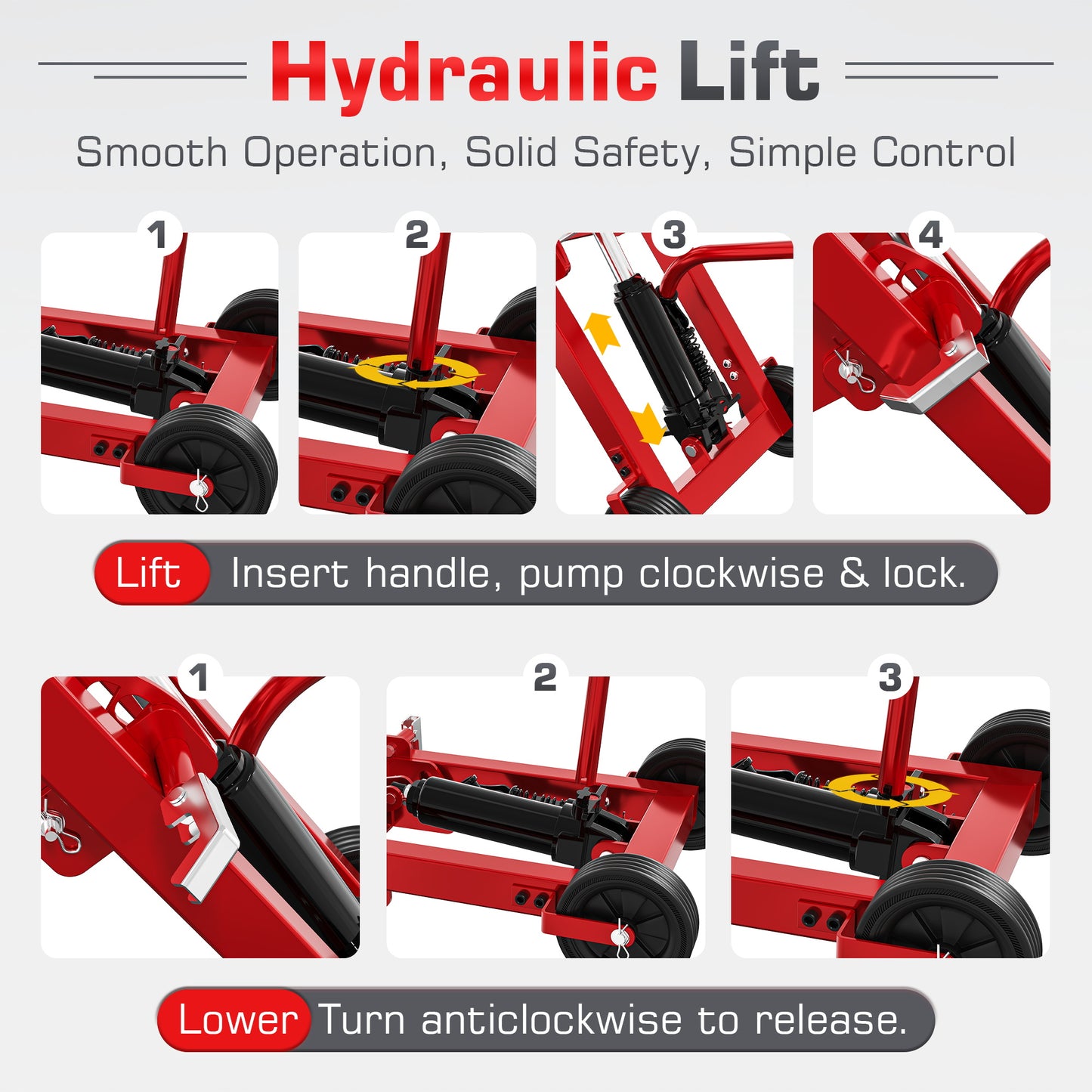 NETAJE 500 lb Hydraulic Lawn Mower Lift, Heavy Duty Riding Mower Jack for Tractor Maintenance & Repair