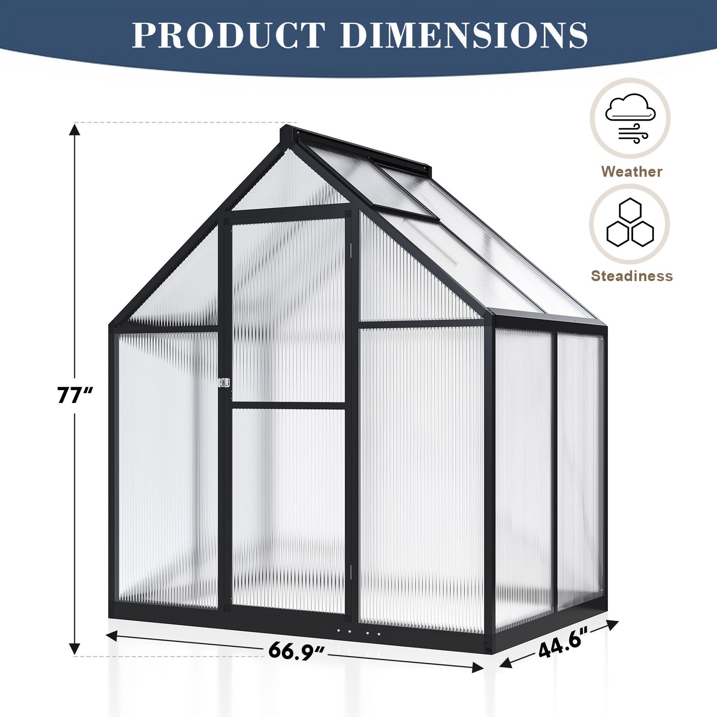 4' x 6' Polycarbonate Greenhouse, Large Aluminum Walk-in for Backyard Outdoor